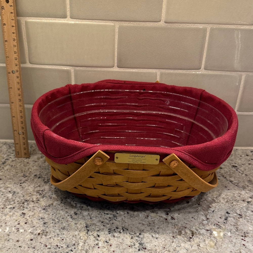 Longaberger Red and Brown Woven Basket Christmas 2004 Get Together Basket